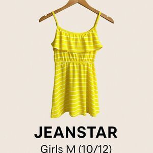🌴 Jeanstar Yellow Striped Sundress – Girls M (10/12)